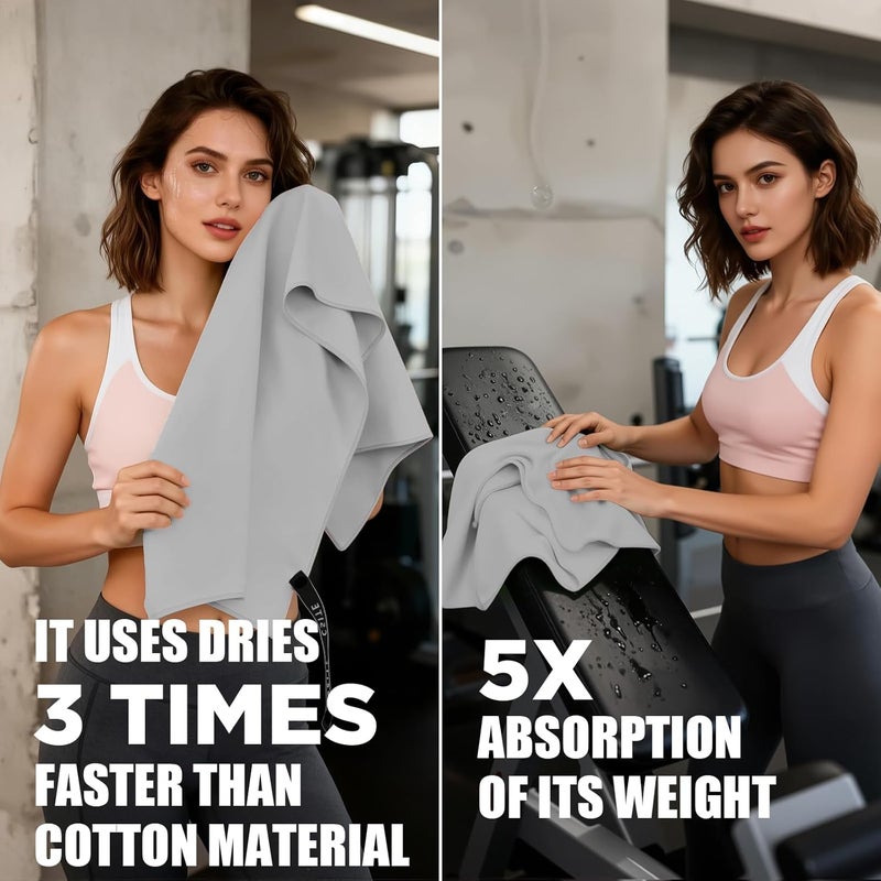 CASITE Microfiber Gym Towels 5 Pack - Quick Dry & Highly Absorbent, Stays Fresh, Soft & Compact Sweat Towel for Workout, Yoga, Running, Tennis, Camping, Men & Women - Image 4